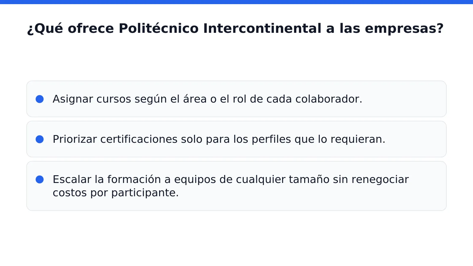 ¿Qué ofrece Politécnico Intercontinental a las empresas